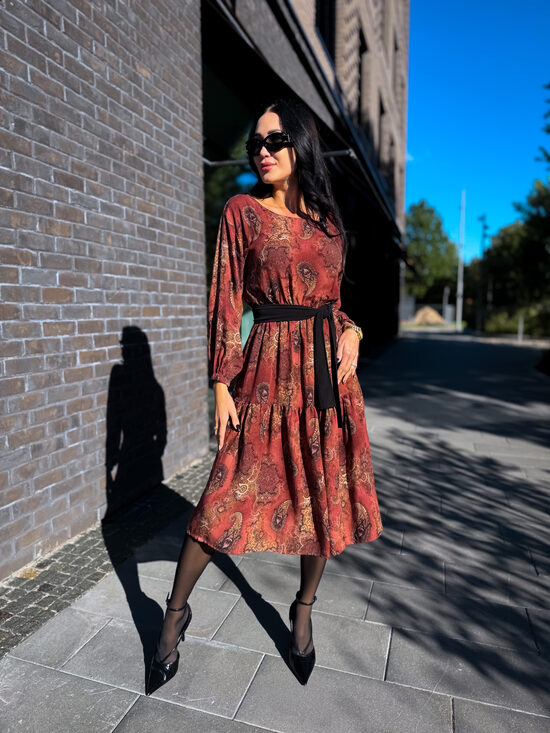 Brūna midi volānkleita